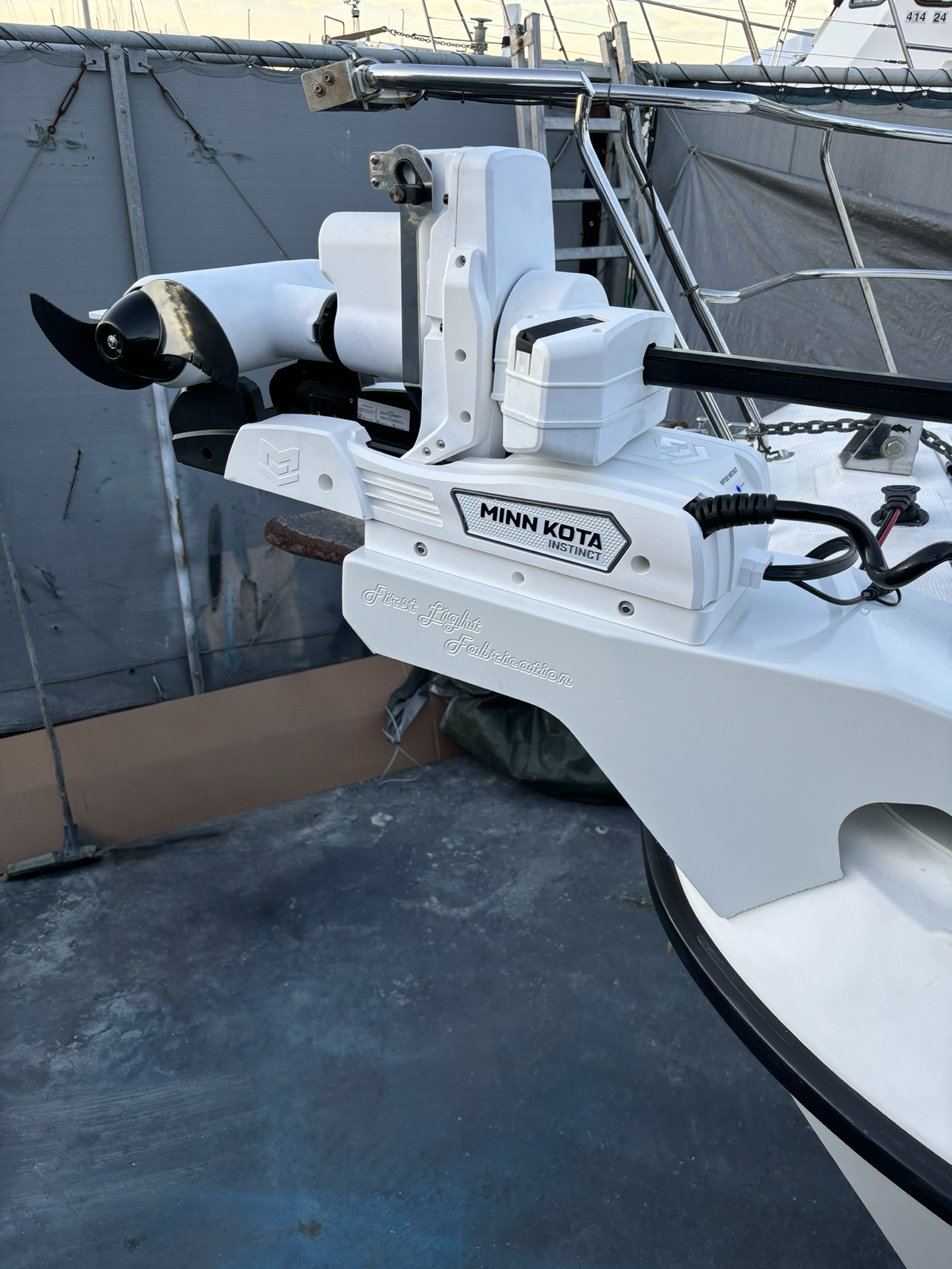Kelvacat 3000 with a custom fabricated motor mount fitted with the new quest instinct trolling motor