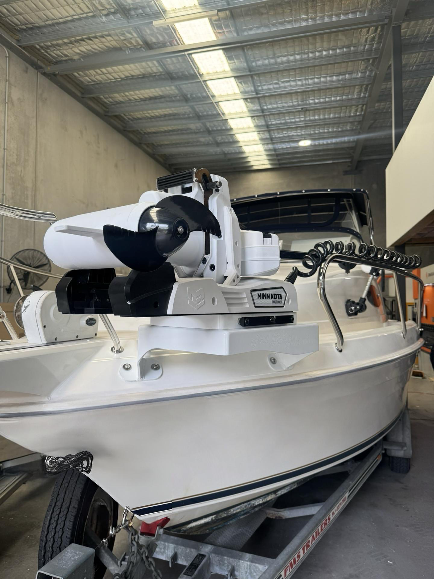 Cruise Craft 685 with trolling motor installed to a custom fabricated motor mount