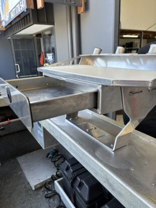 Aluminium Bait Board with Drawer Open